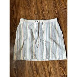 Christopher & Banks Women's 100% Cotton Striped Drawstring Skirt Size 16 Preppy